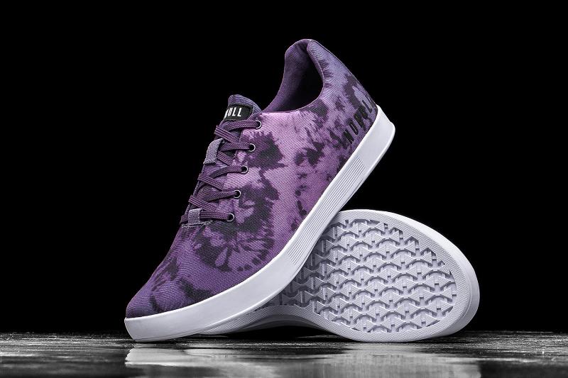 Dark Nobull Dark Wisteria Tie-Dye Canvas Men's Trainers | CA T1397C